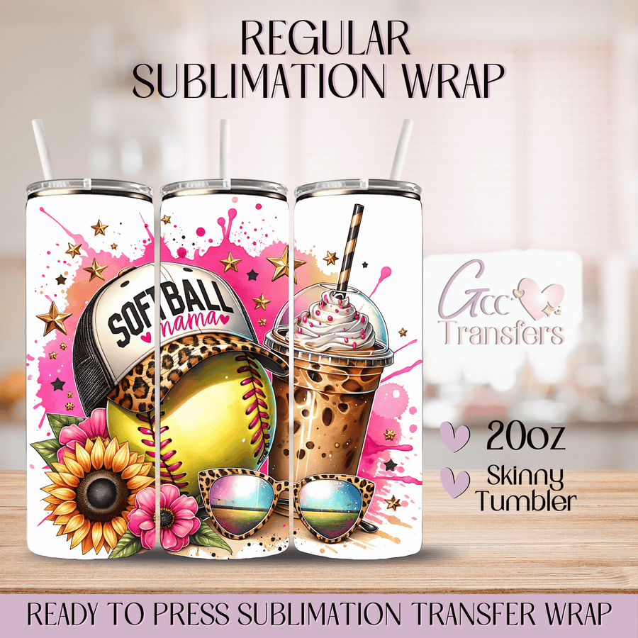 Softball Mama Leopard - 20oz Regular Sublimation Wrap