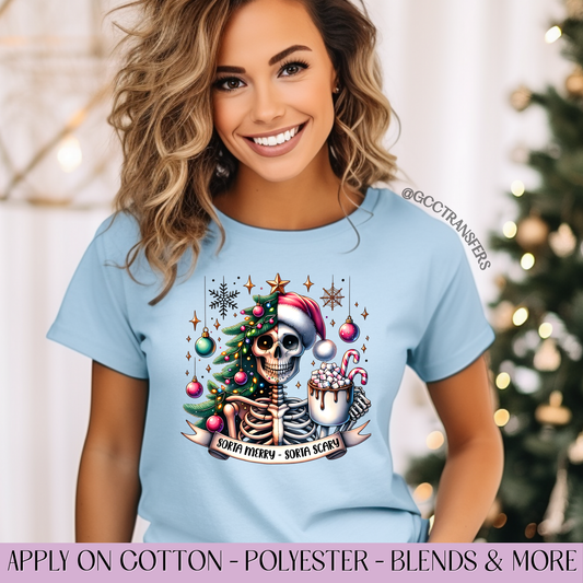 Sorta Merry Sorta Scary Skeleton - Full Color DTF Transfer