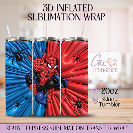 Blue Red Masked Web Warrior Character - 20oz 3D Inflated Sublimation Wrap