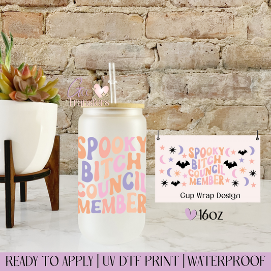 Pastel Spooky Bitch Council Halloween - 16oz UV DTF WRAP
