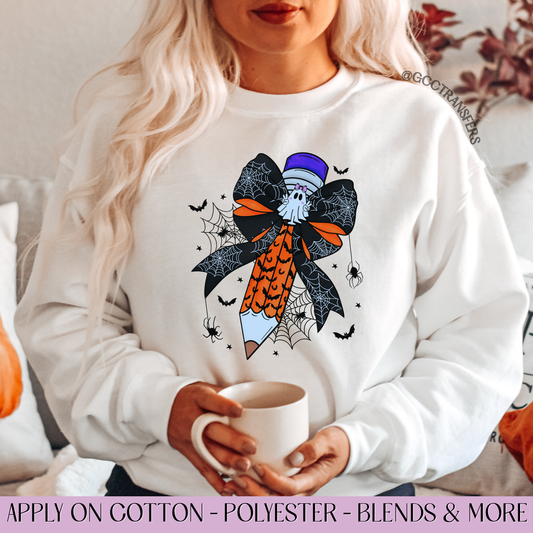 Spooky Teacher Pencil - Full Color DTF Transfer