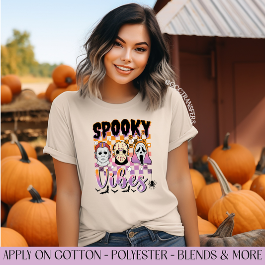 Spooky Vibes Horror Characters Colorful - Full Color DTF Transfer