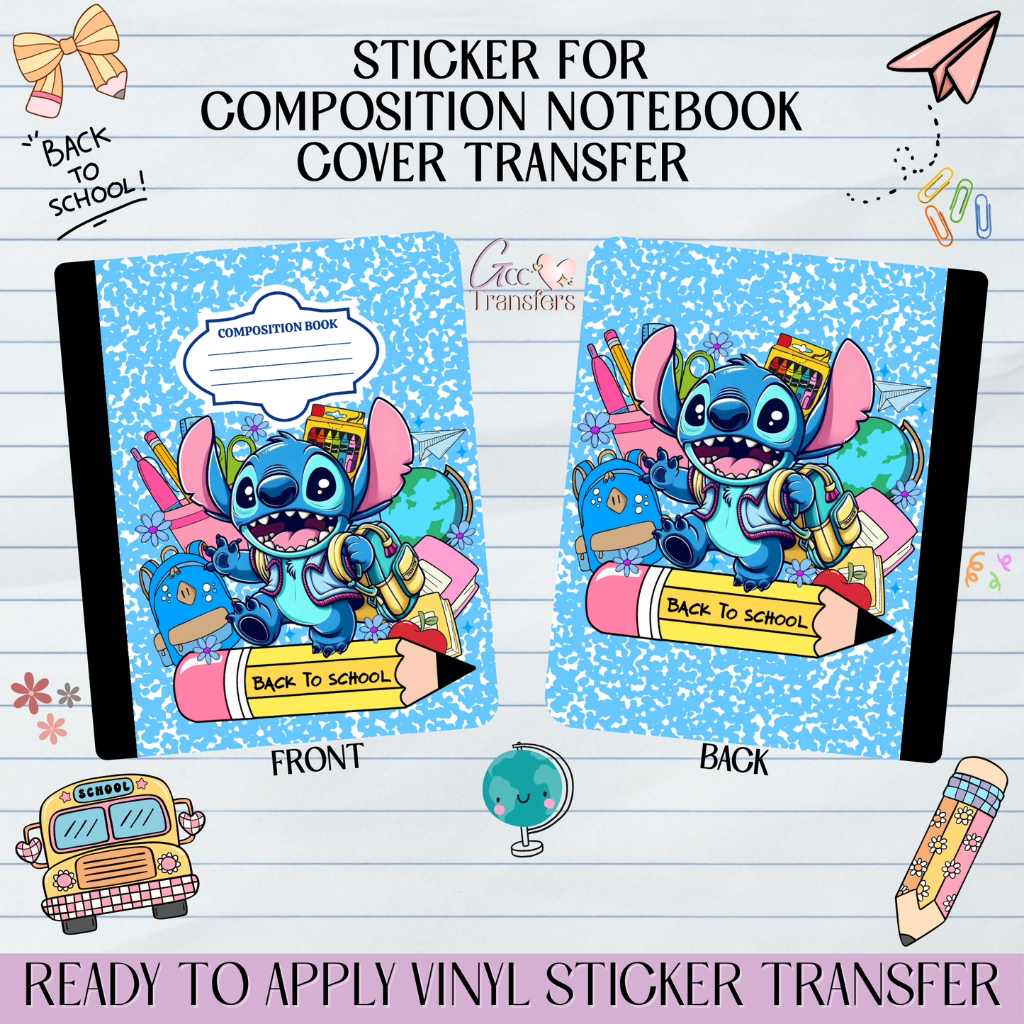 Blue Alien Back to School - Sticker for Notebook Cover