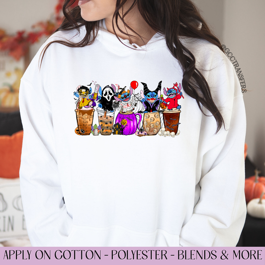 Cute Character Iced Coffee Costumes - Full Color DTF Transfer