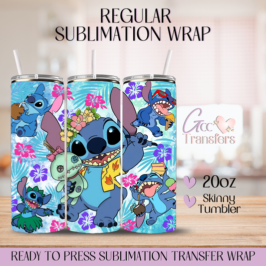 Blue Alien Flower Summer - 20oz Regular Sublimation Wrap