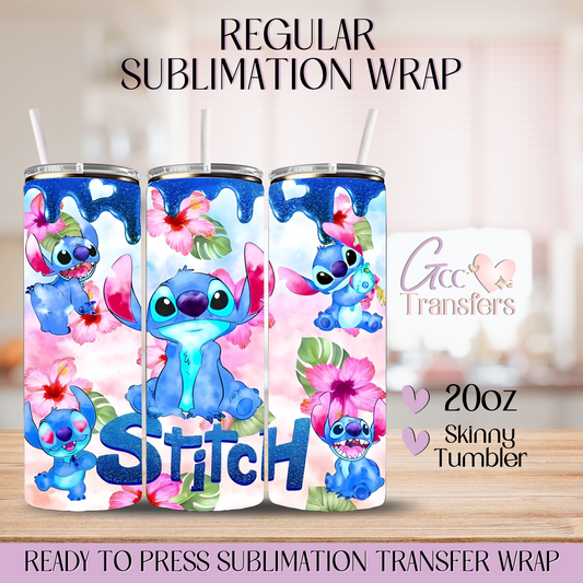 Blue Alien Floral Playing - 20oz Regular Sublimation Wrap