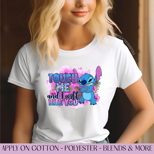 Grumpy Alien Character Touch Me - Full Color DTF Transfer