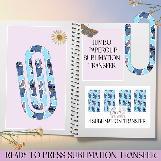 Playing Blue Alien Character - Jumbo Paperclip Sublimation Transfer