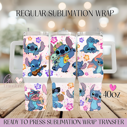 Blue Character Summer Vibes - 40oz Regular Sublimation Wrap