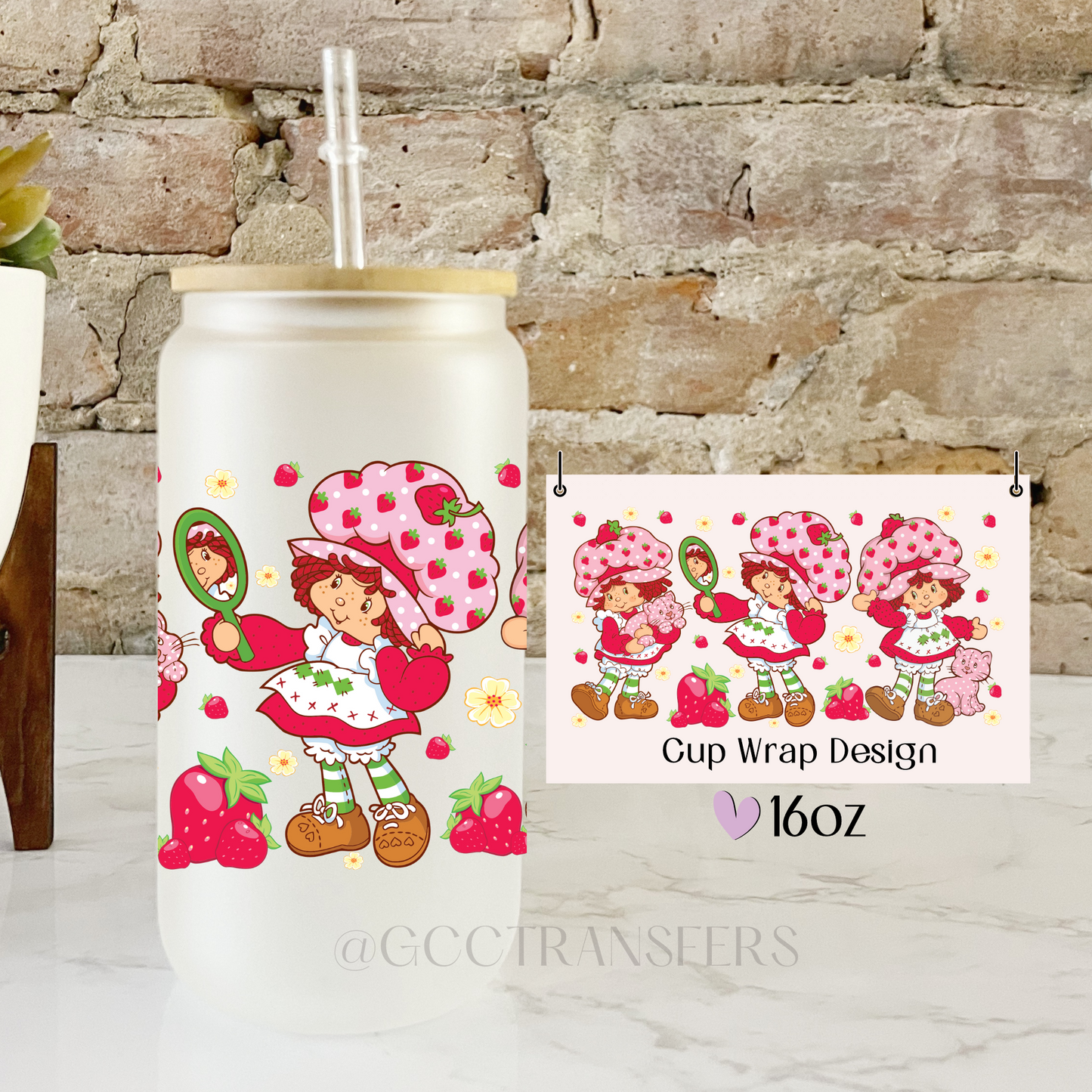 Strawberry Cartoons - 16oz UV DTF WRAP