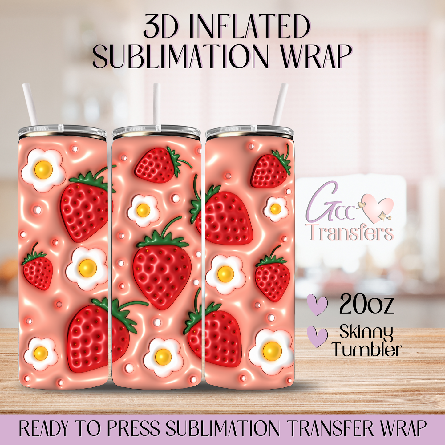 Strawberry Fruit - 20oz 3D Inflated Sublimation Wrap