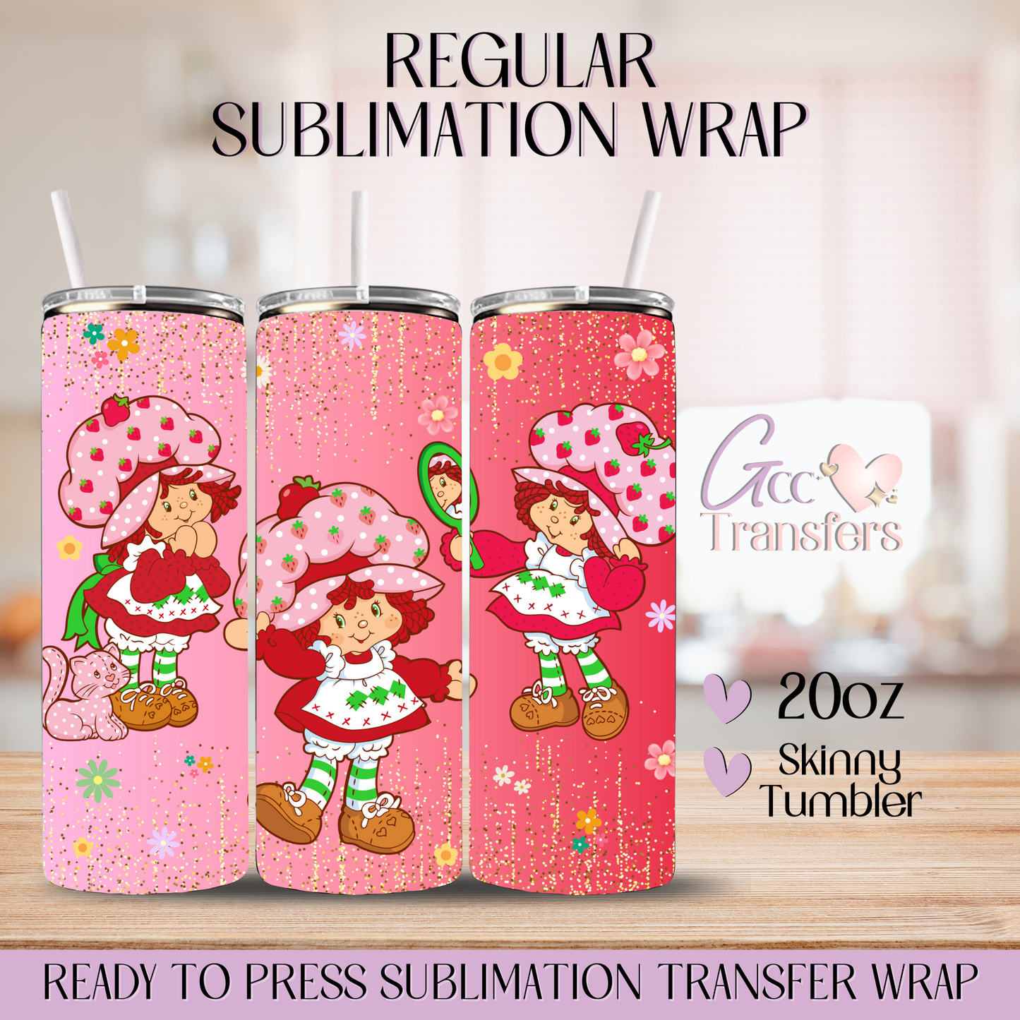 Strawberry Cartoon - 20oz Regular Sublimation Wrap