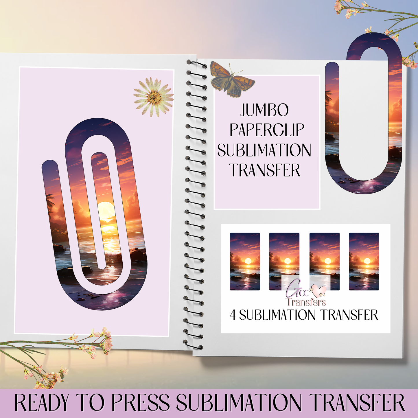 Sunset Beach - Jumbo Paperclip Sublimation Transfer
