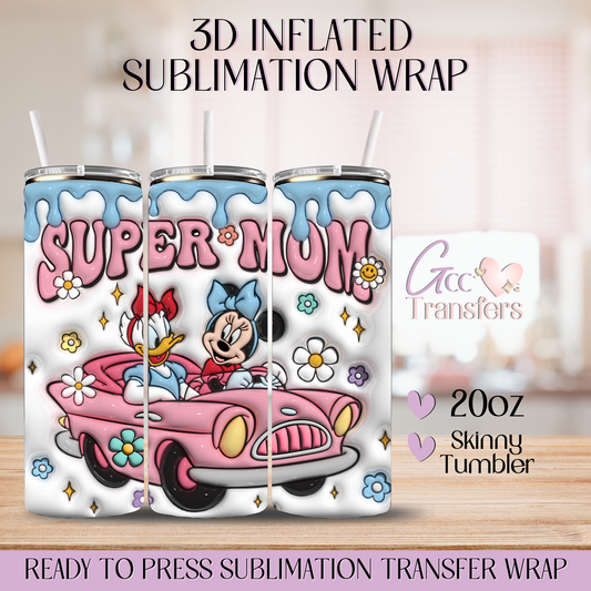 Super Mom Mice Bow Driving - 20oz 3D Inflated Sublimation Wrap