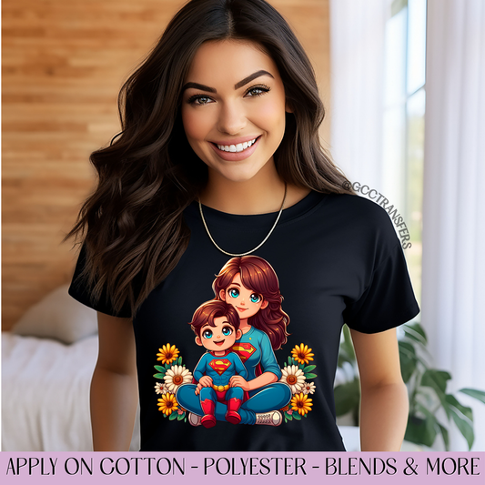 The Strongest Man Blue Red Mama & Son - Full Color DTF Transfer