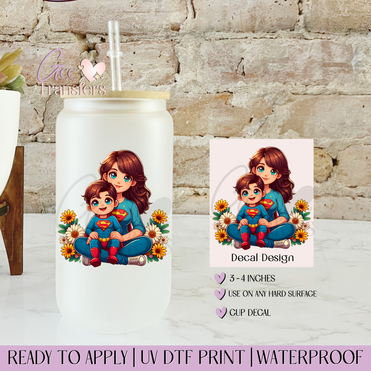Man of Steel Superhero Mama & Son - Decal UVDTF
