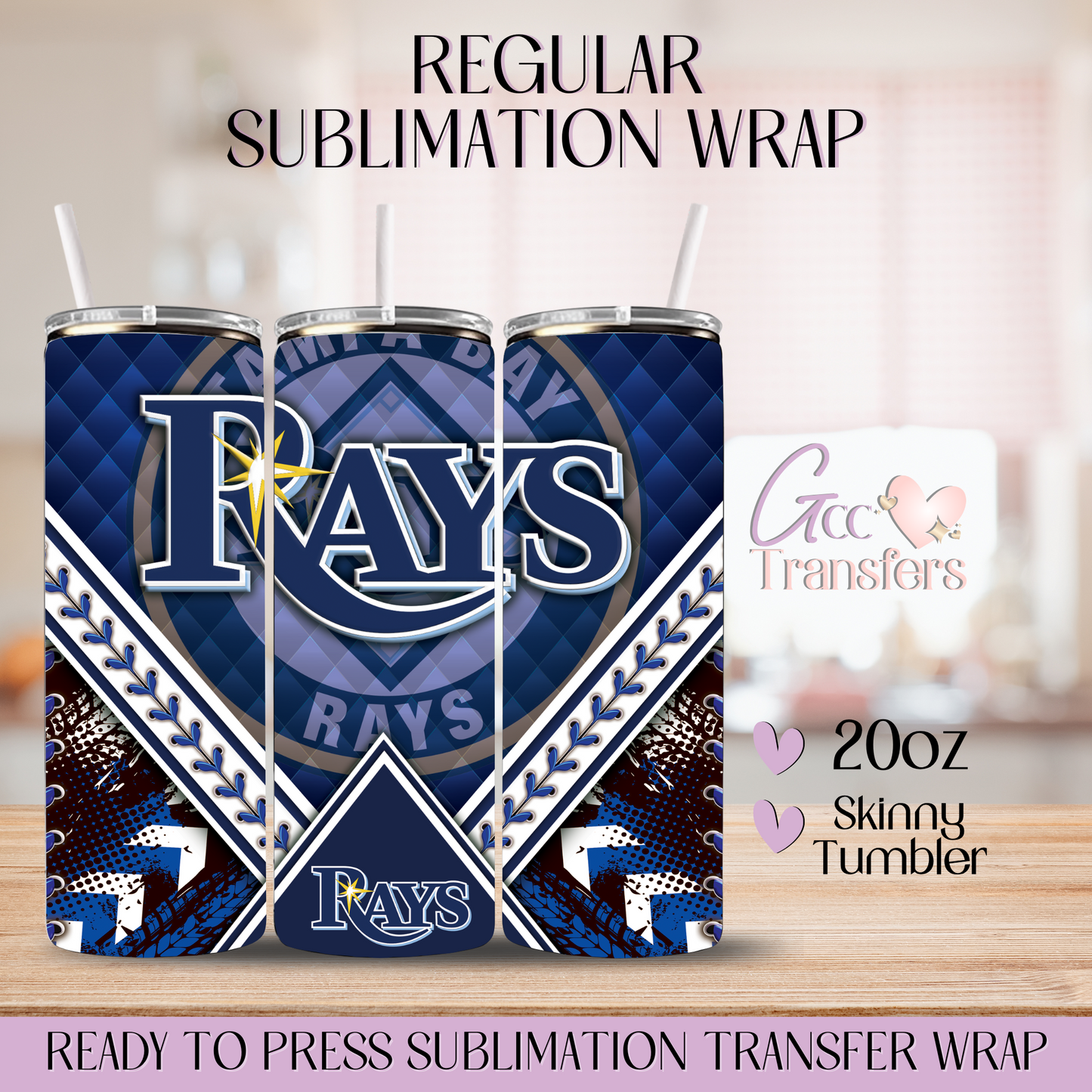 Tampa Rays Baseball Team - 20oz Regular Sublimation Wrap