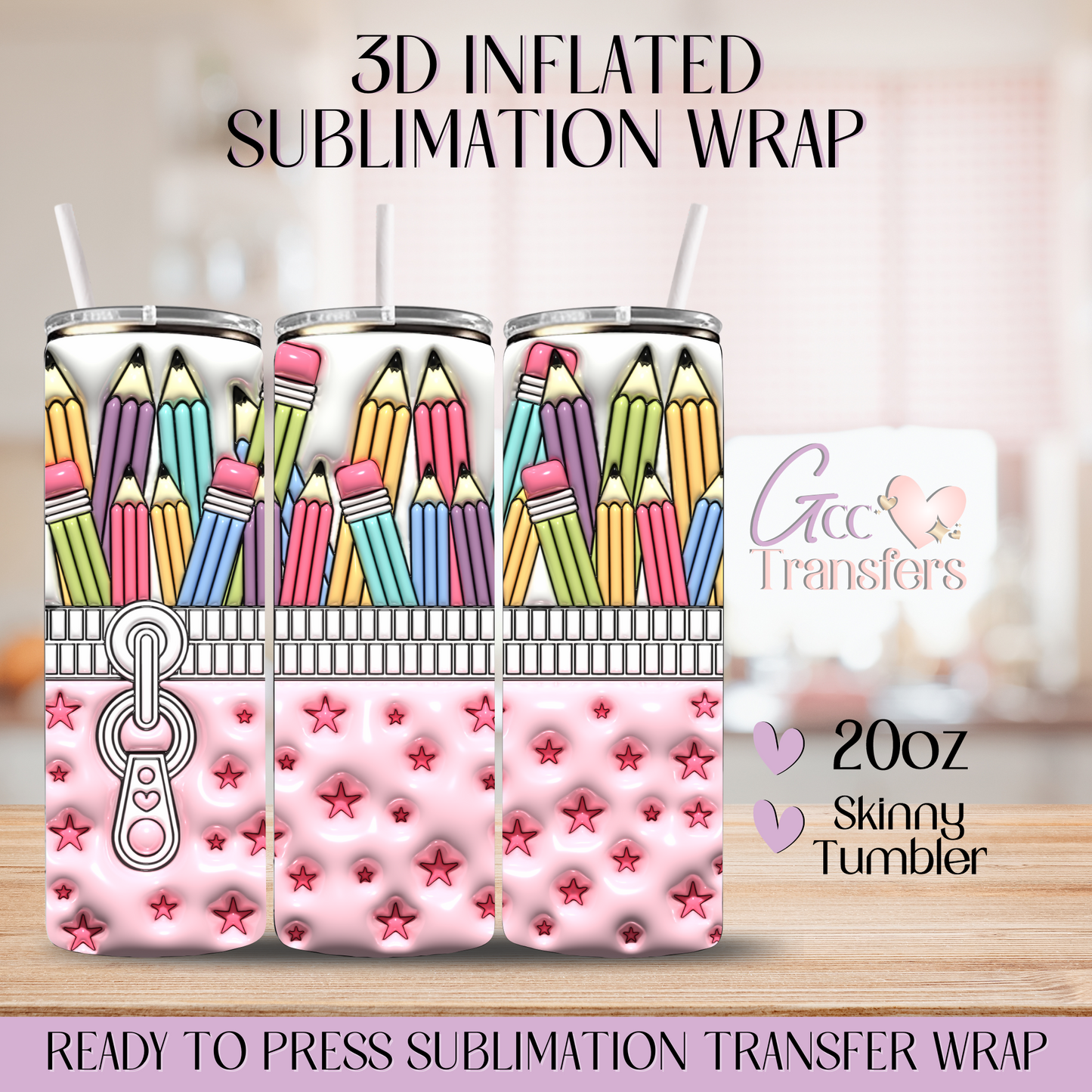 Teacher Pencil Case - 20oz 3D Inflated Sublimation Wrap