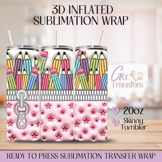 Teacher Pencil Case - 20oz 3D Inflated Sublimation Wrap