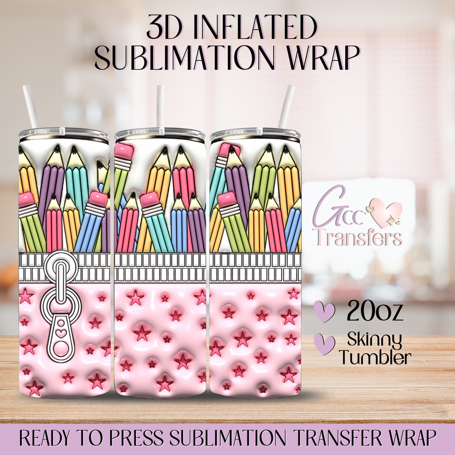 Teacher Pencil Case - 20oz 3D Inflated Sublimation Wrap