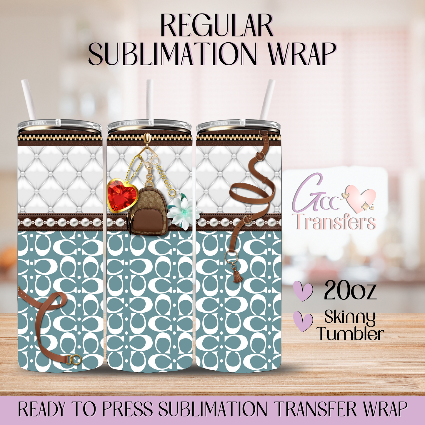 Teal Fashion Purse  - 20oz Regular Sublimation Wrap