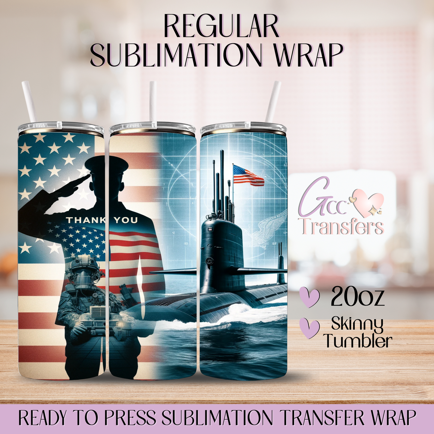 Thank You Marine USA - 20oz Regular Sublimation Wrap