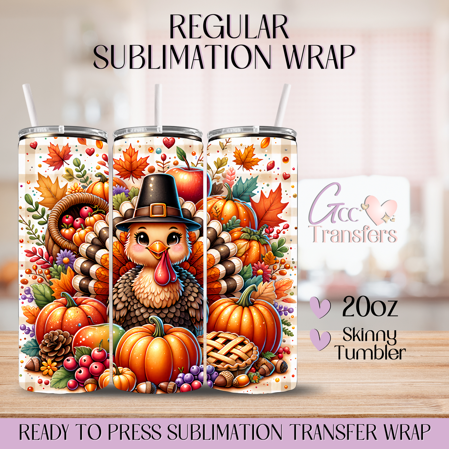 Thanksgiving Turkey - 20oz Regular Sublimation Wrap