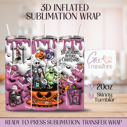 Purple Nightmare Halloween Cup - 20oz 3D Inflated Sublimation Wrap