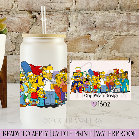 Simpsons Family Cartoons - 16oz UV DTF WRAP