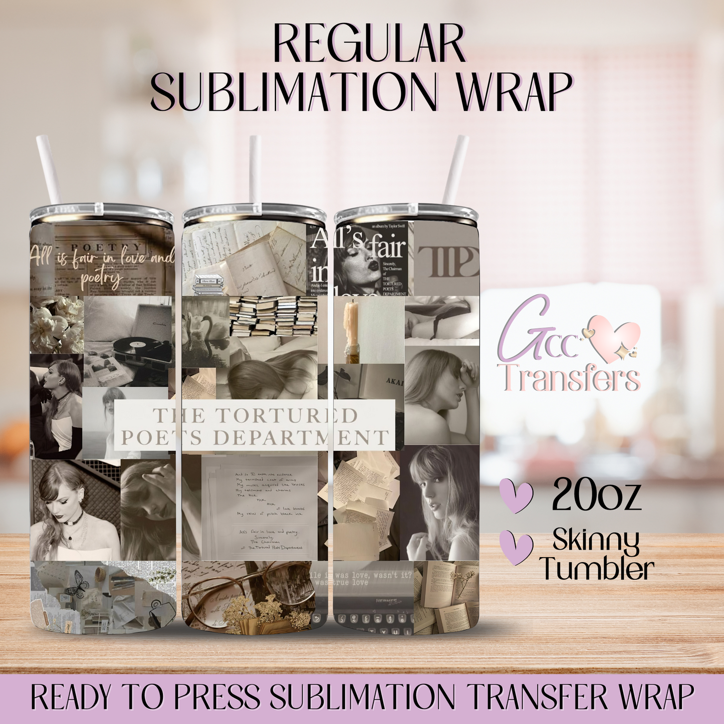 The Tortured Poets Taylor - 20oz Regular Sublimation Wrap