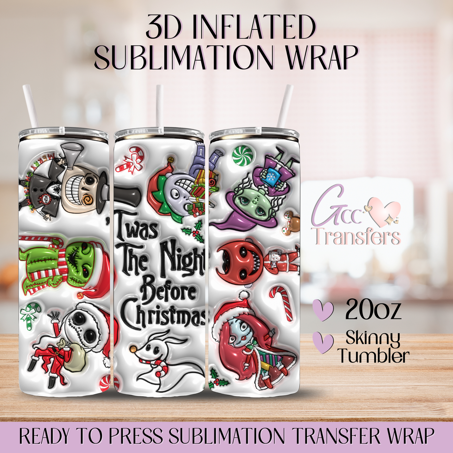 Twas The Night Before Christmas - 20oz 3D Inflated Sublimation Wrap