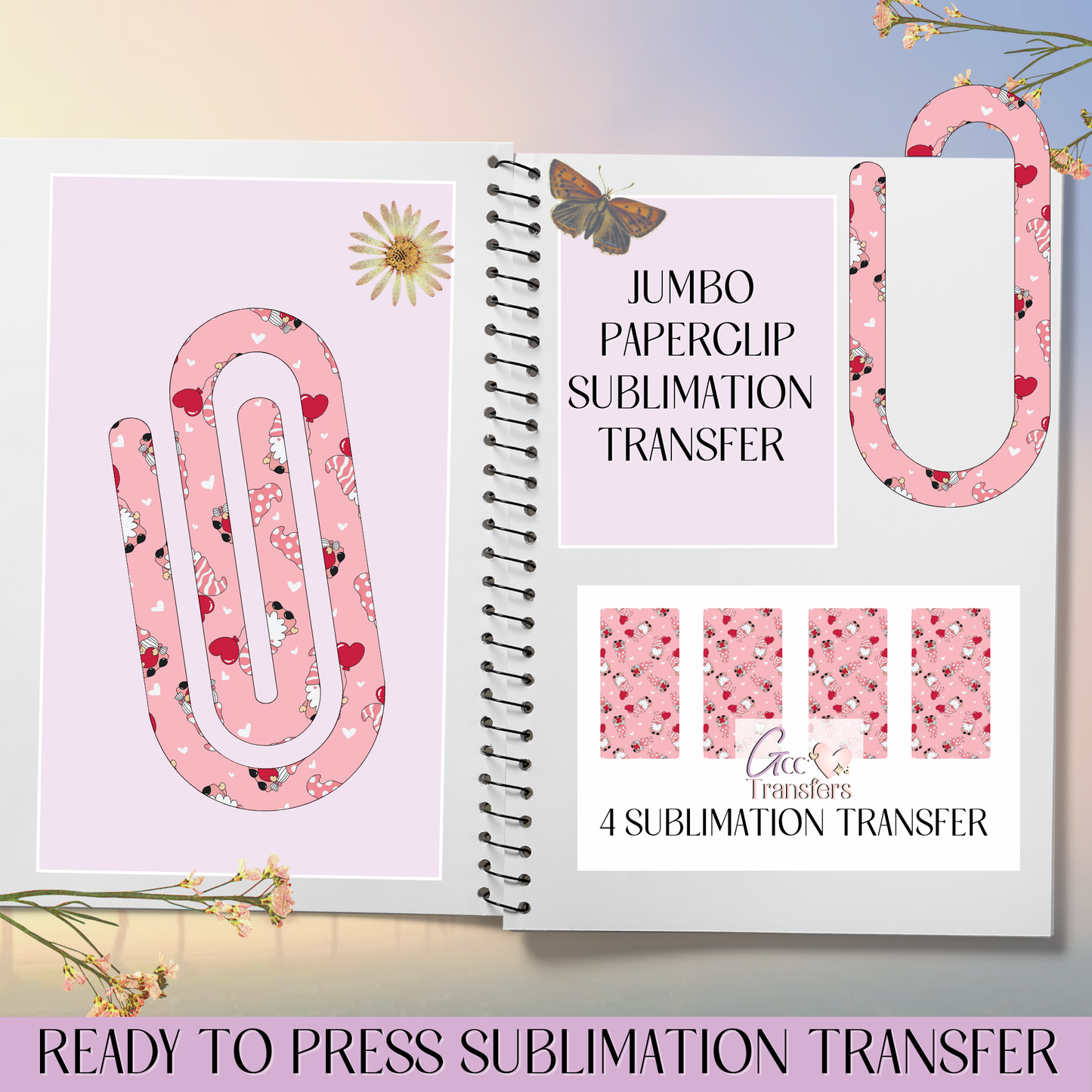 Valentine Gnomes Balloons - Jumbo Paperclip Sublimation Transfer