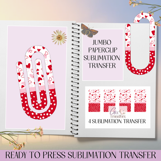 Valentine Hearts Dots - Jumbo Paperclip Sublimation Transfer