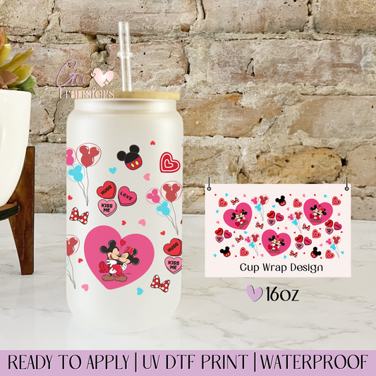 Valentine Mice Balloons - 16oz UV DTF WRAP