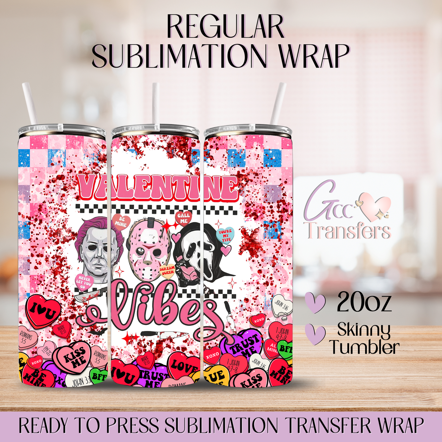Valentine Vibes Horror - 20oz Regular Sublimation Wrap