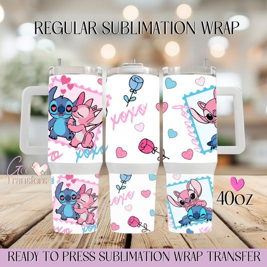Valentine Cute Blue Cartoon - 40oz Regular Sublimation Wrap