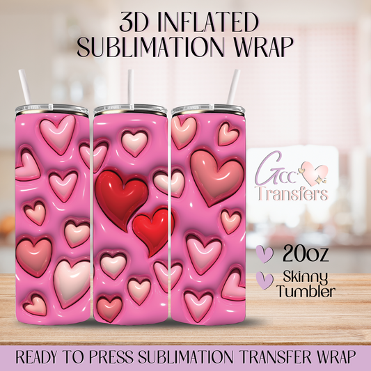 Valentine's Day Hearts - 20oz 3D Inflated Sublimation Wrap