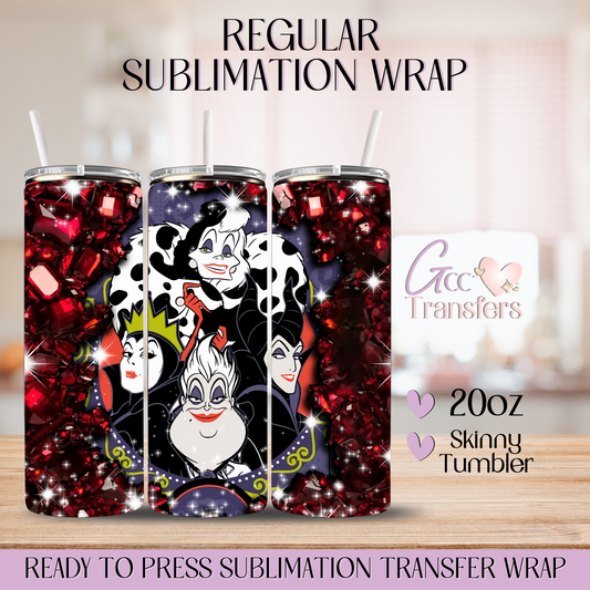Villains Smiling Red Sparkle - 20oz Regular Sublimation Wrap