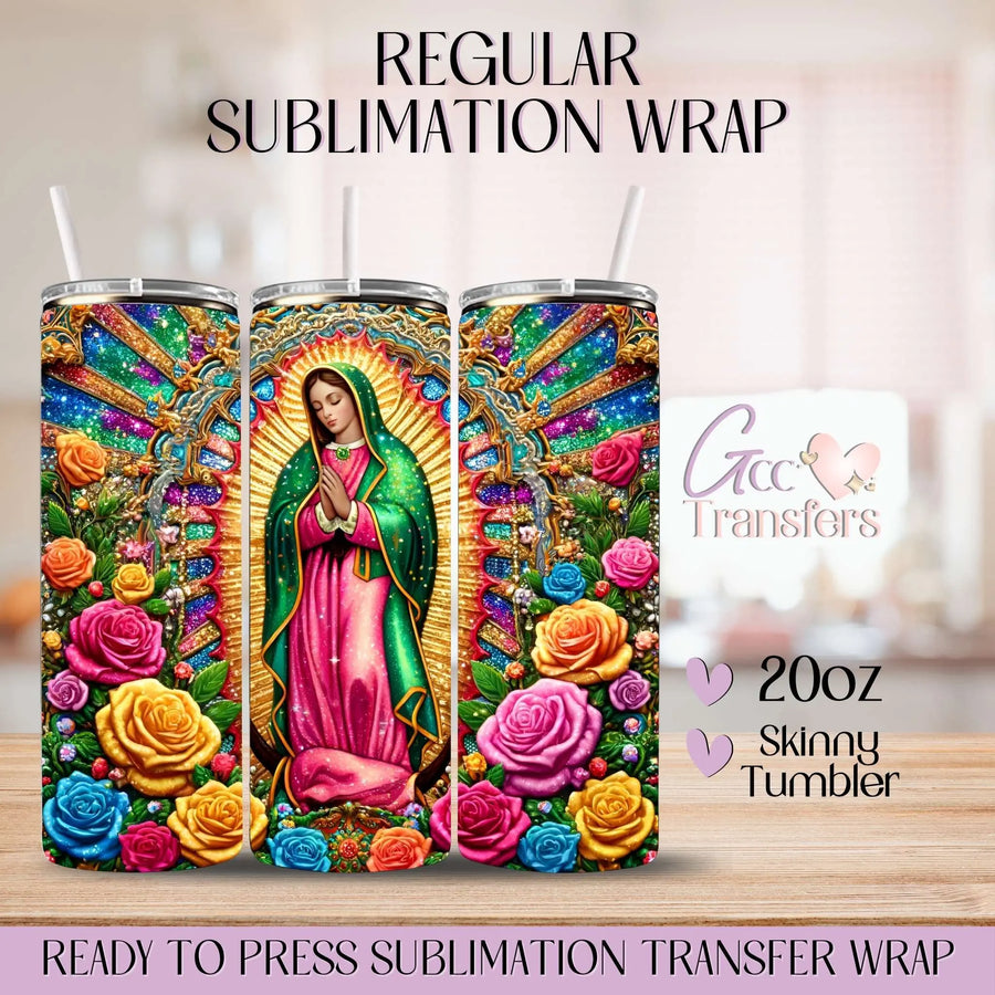Virgen de Guadalupe Floral - 20oz Regular Sublimation Wrap