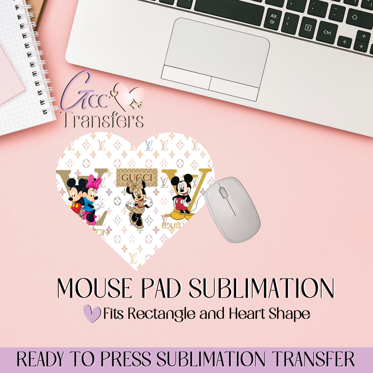 White Luxury Magic Pattern - Mouse Pad Sublimation Transfer