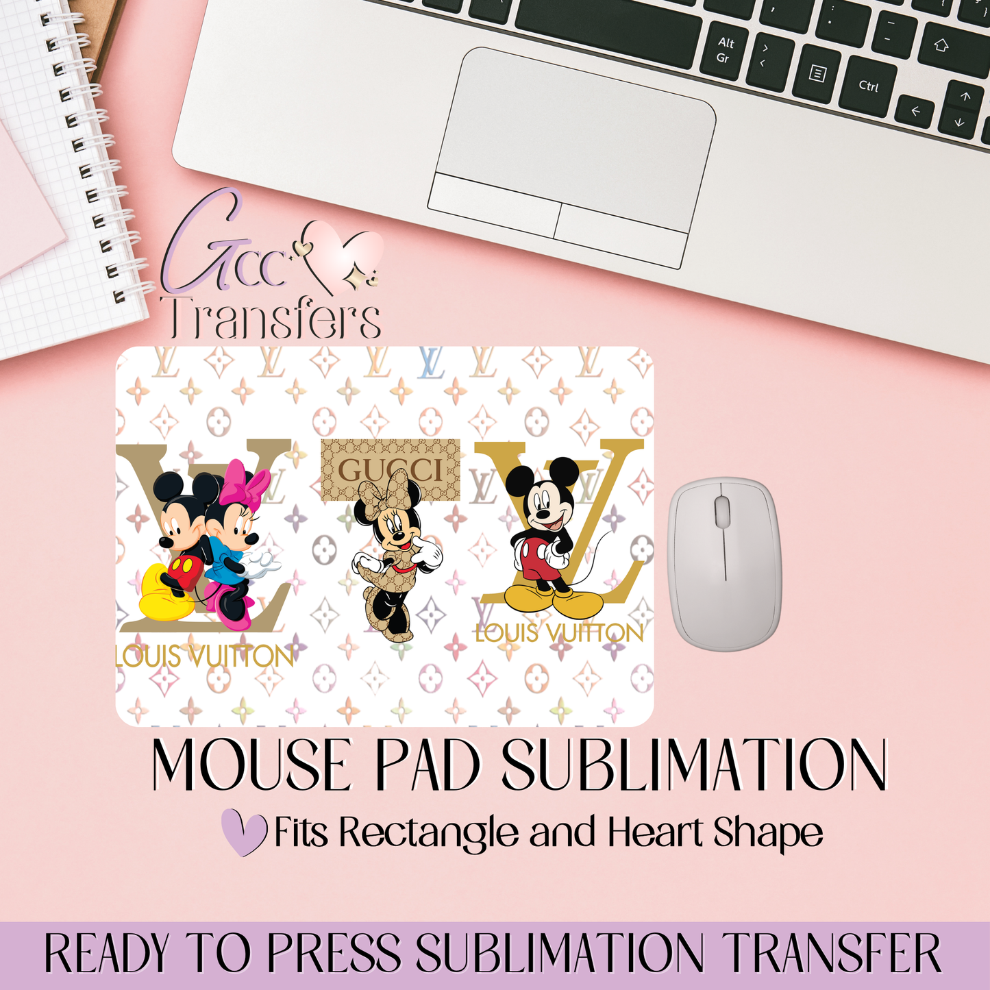 White Luxury Magic Pattern - Mouse Pad Sublimation Transfer