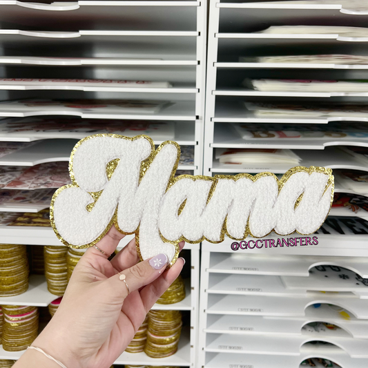 White Mama Chenille Patch