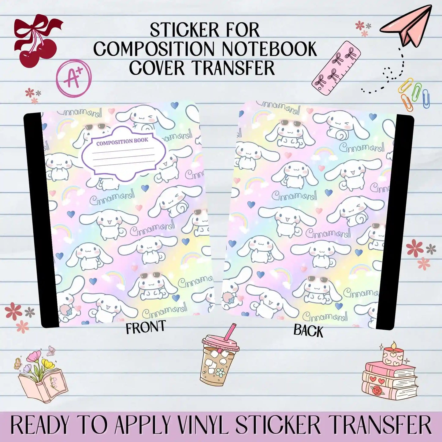 White Puppy Character - Sticker for Notebook Cover