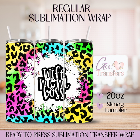 Wife Mom Boss Colorful Leopard - 20oz Regular Sublimation Wrap