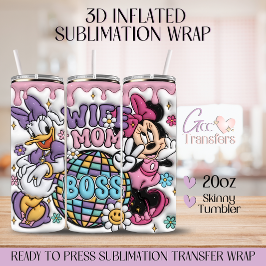 Wife Mom Boss Mice - 20oz 3D Inflated Sublimation Wrap