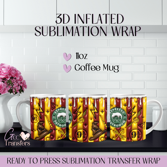 Wizard Magic School Elements - 11oz Mug 3D Inflated Sublimation Wrap