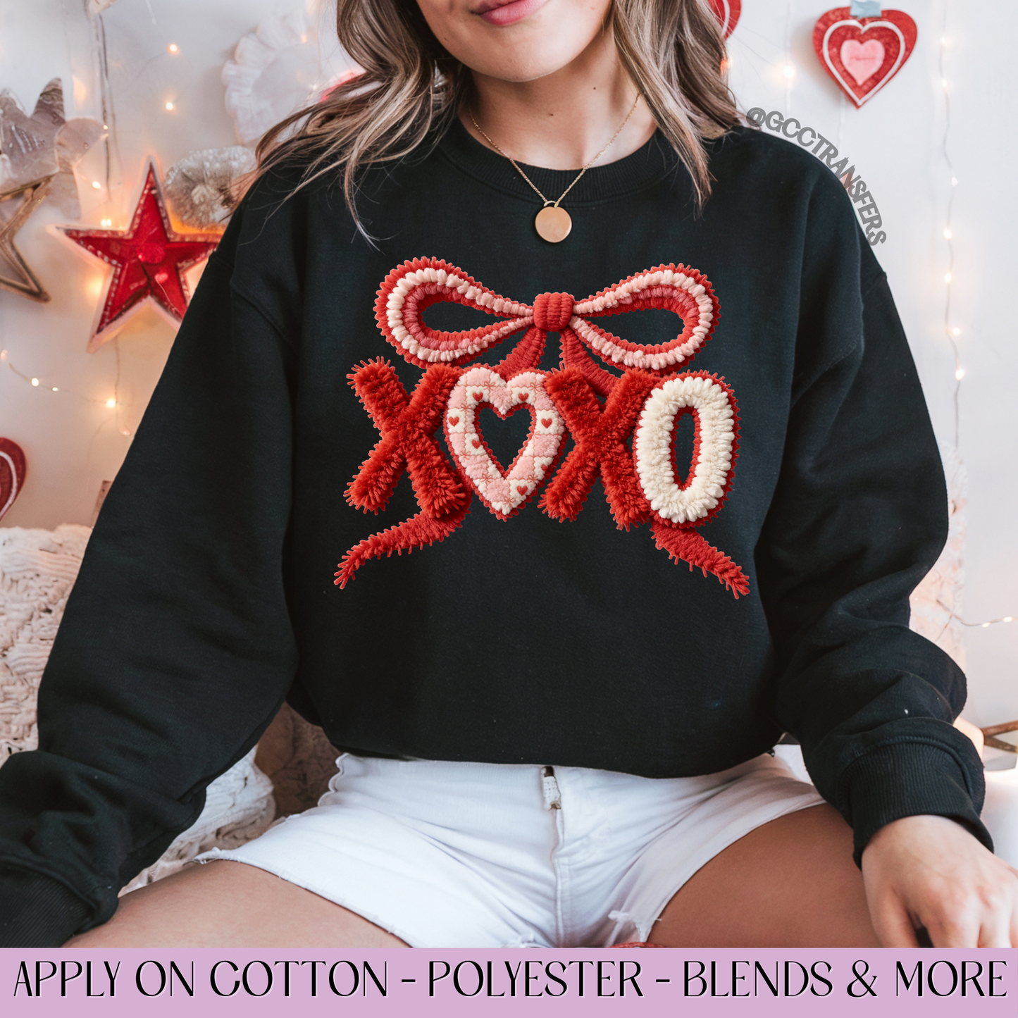 Xoxo Bow Crochet Yarn - Full Color DTF Transfer