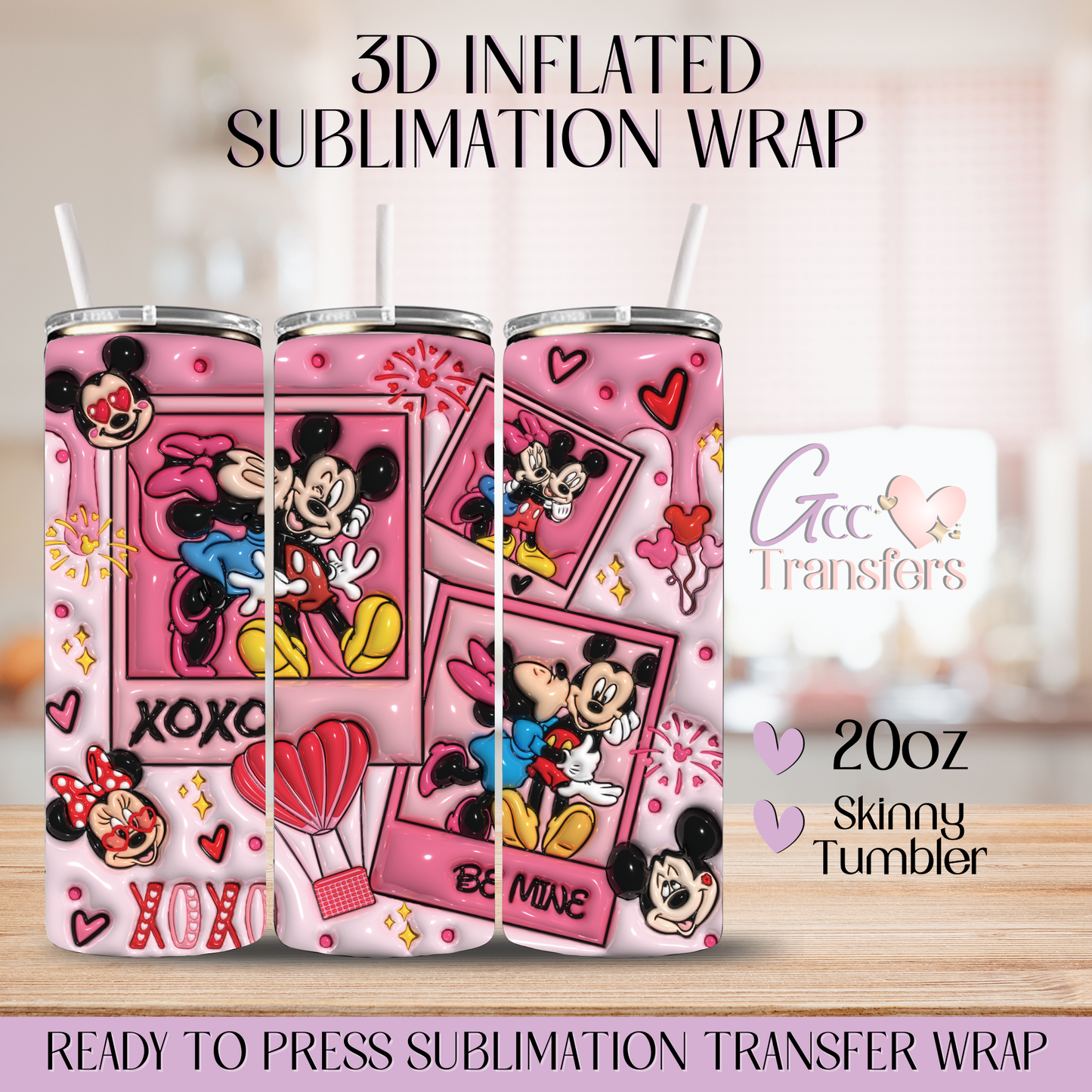 XoXo Valentine Mice - 20oz 3D Inflated Sublimation Wrap