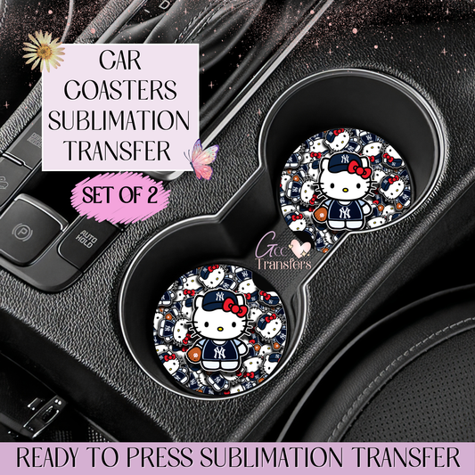 NY Baseball Team - Car Coaster Set of 2 Sublimation Transfers