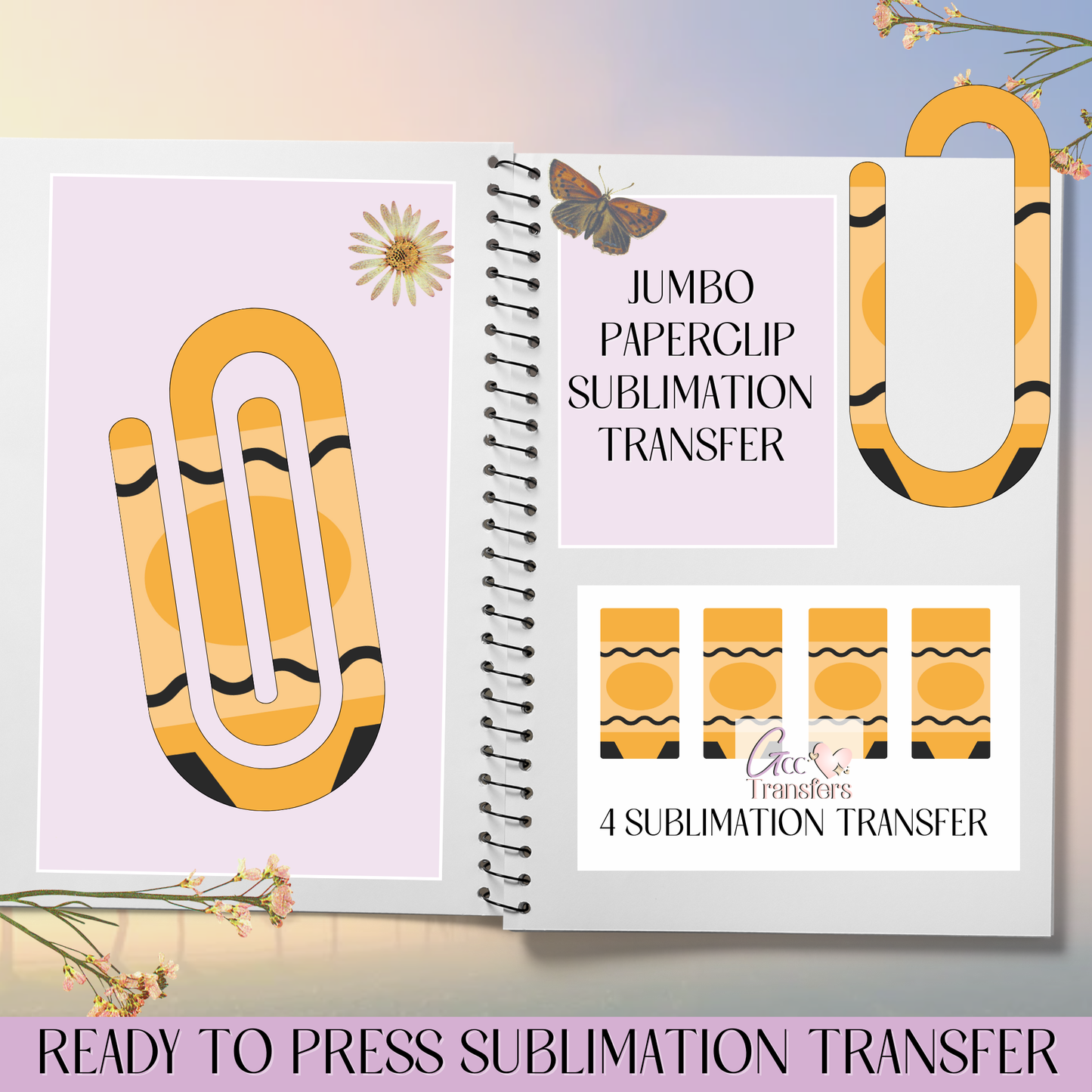 Yellow Crayon - Jumbo Paperclip Sublimation Transfer